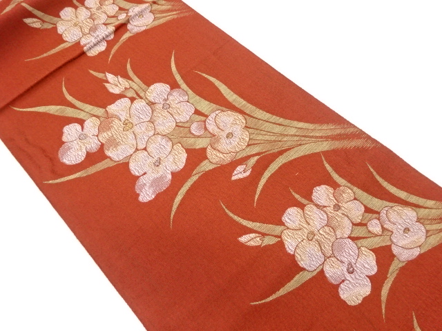 すくい織草花模様織出し名古屋帯